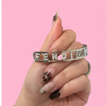 Load image into Gallery viewer, F Zircon Bangle Stainless Steel Bracelet: Gold &amp; Silver
