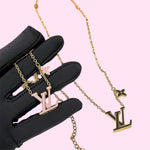 Load image into Gallery viewer, Lucky Gold Pink/Black Stainless Steel Necklace
