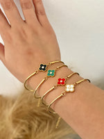 Load image into Gallery viewer, Single Mini Clover Zirconia Adjustable Bangle Stainless Steel
