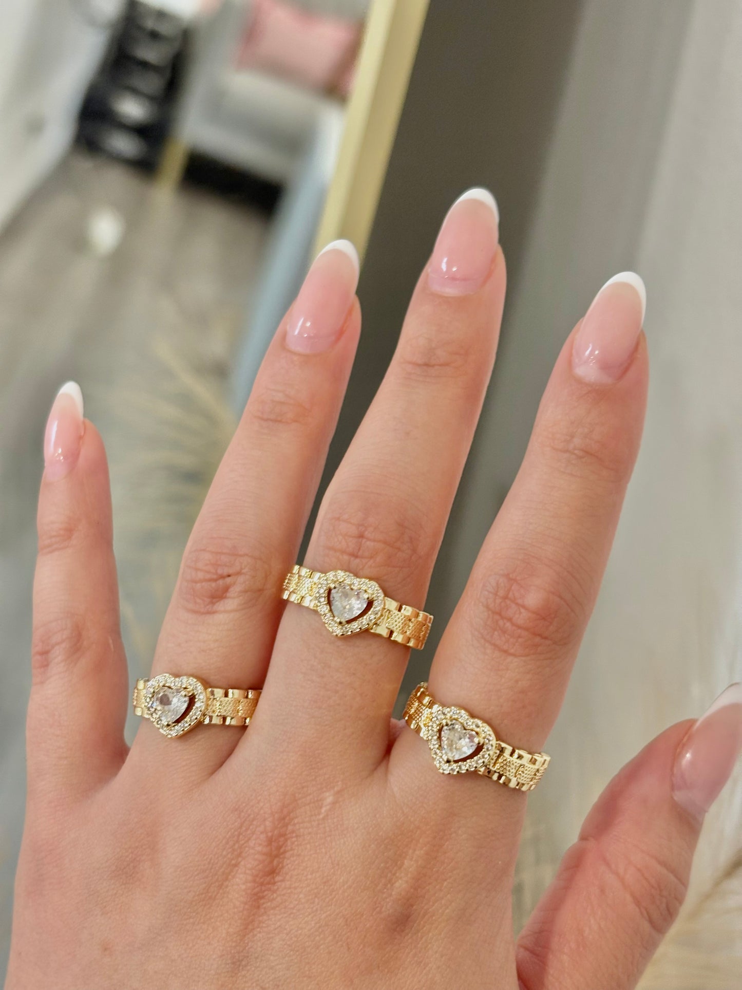 The Luxe Crystal Heart Rollie Gold Filled Ring