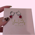 Load image into Gallery viewer, Red Heart S925 Set: Necklace, Ring, and Hoops
