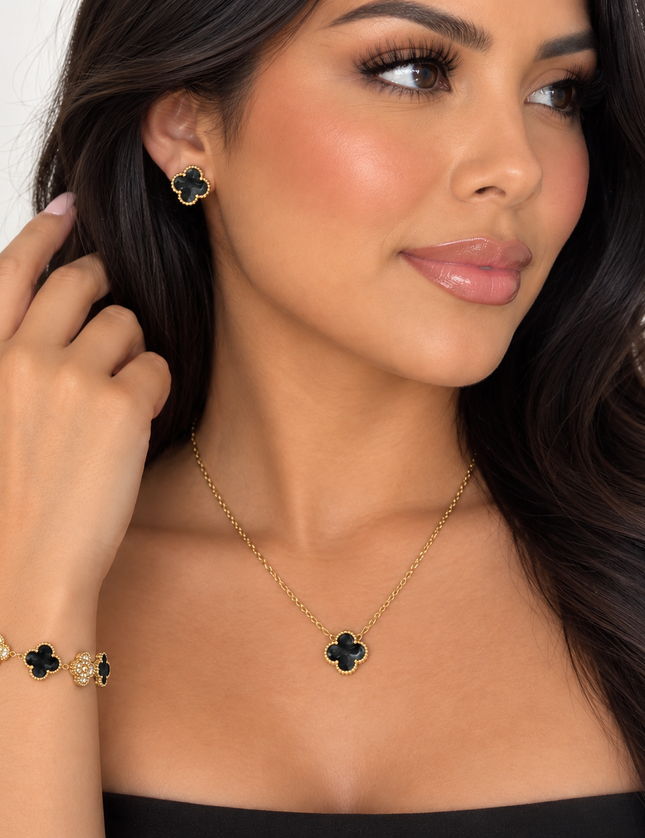 Marble Black and Gold Clover Set