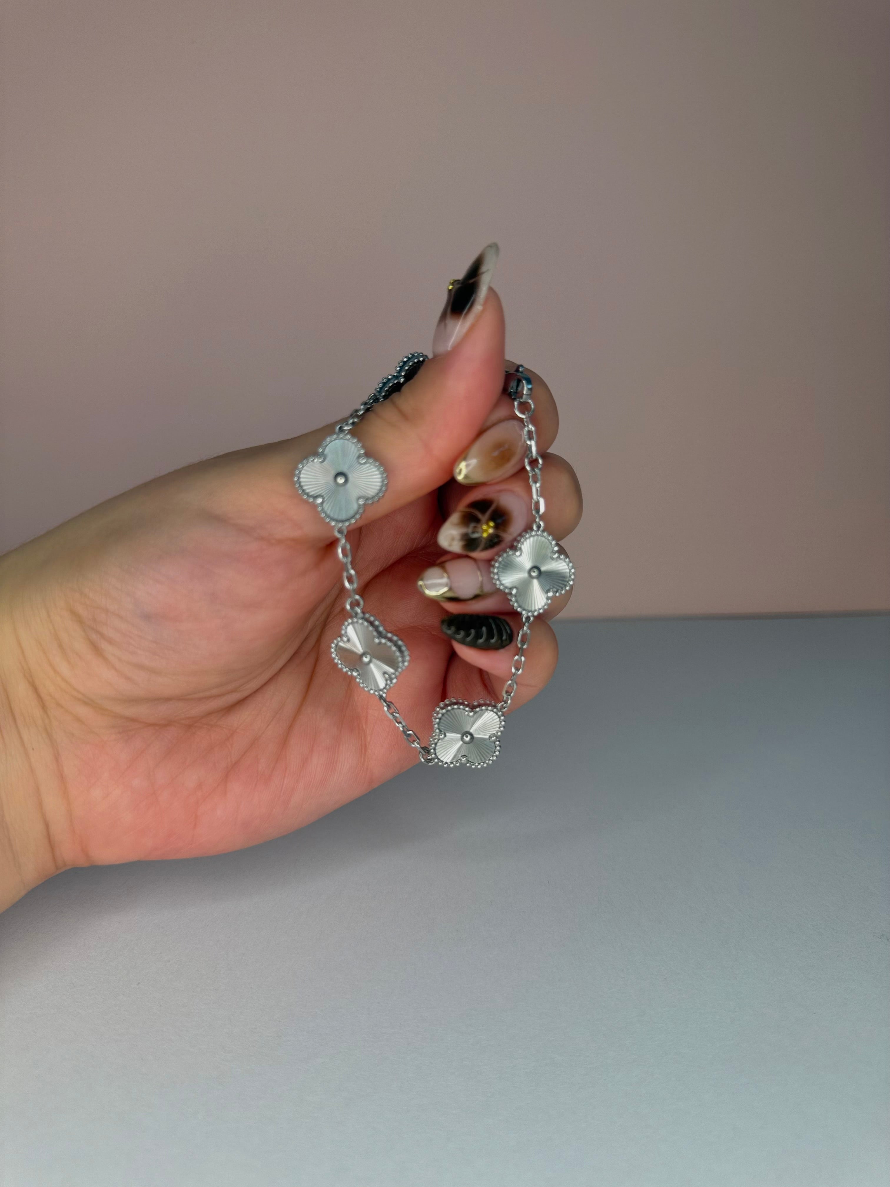 Silver Clover Stainless Steel Bracelet