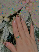 Load image into Gallery viewer, Gold Colorful Rhinestone Flower Stainless Steel Adjustable Ring
