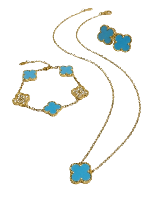 Baby Blue & Gold Clover Set