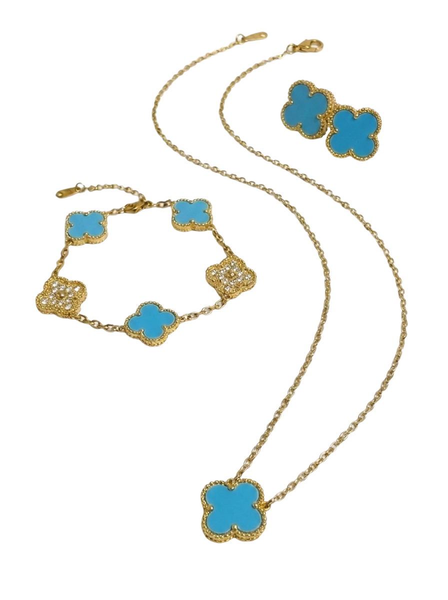 Baby Blue & Gold Clover Set