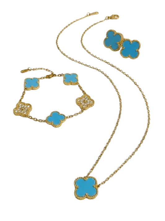 Baby Blue & Gold Clover Set