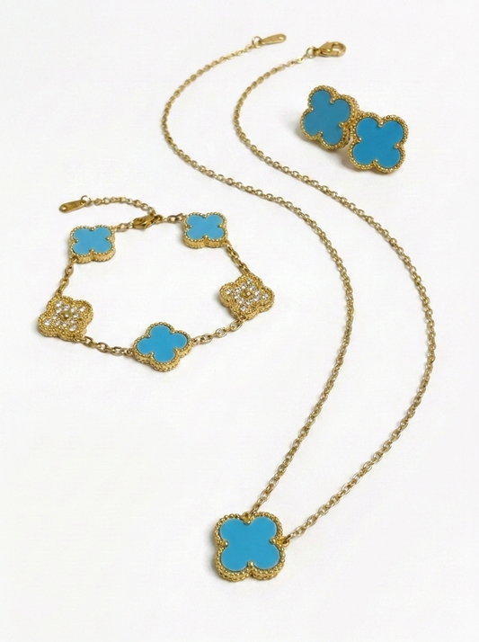 Baby Blue & Gold Clover Set