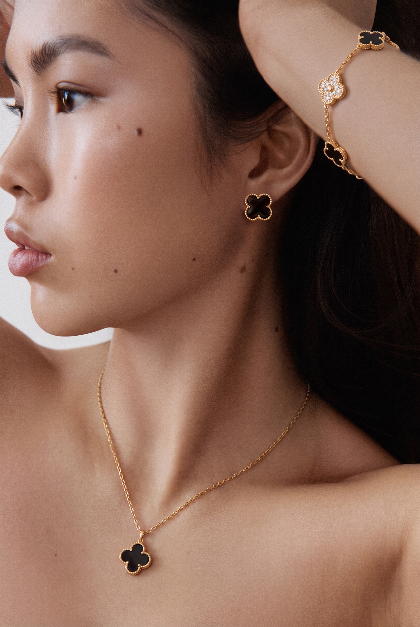 Brown Enamel Clover Jewelry