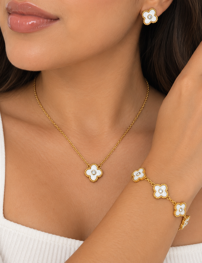 White Mini Clover Jewelry