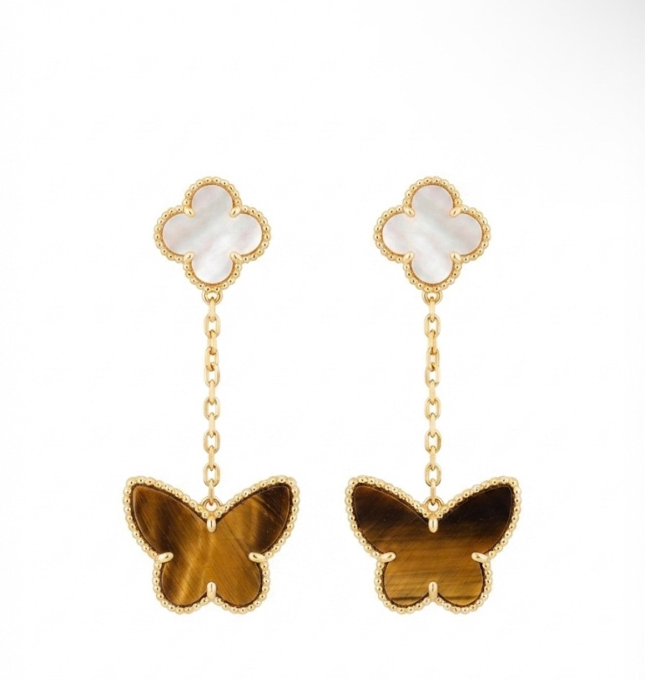 Gold Enchanted Garden Tiger Eye Multi-Motif Luxe Jewelry Set (Stainless Steel & Gold Plated)