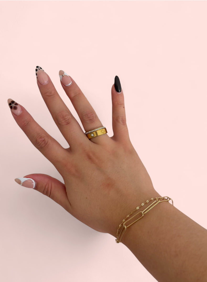 Golden Link Double Chain Stainless Steel Bracelet