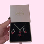 Load image into Gallery viewer, Red Heart S925 Set: Necklace, Ring, and Hoops
