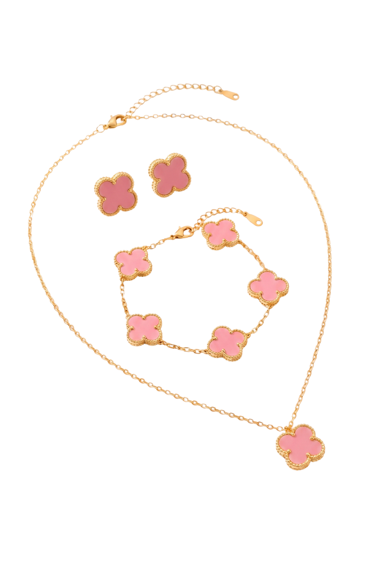 Coral Pink Clover Jewelry