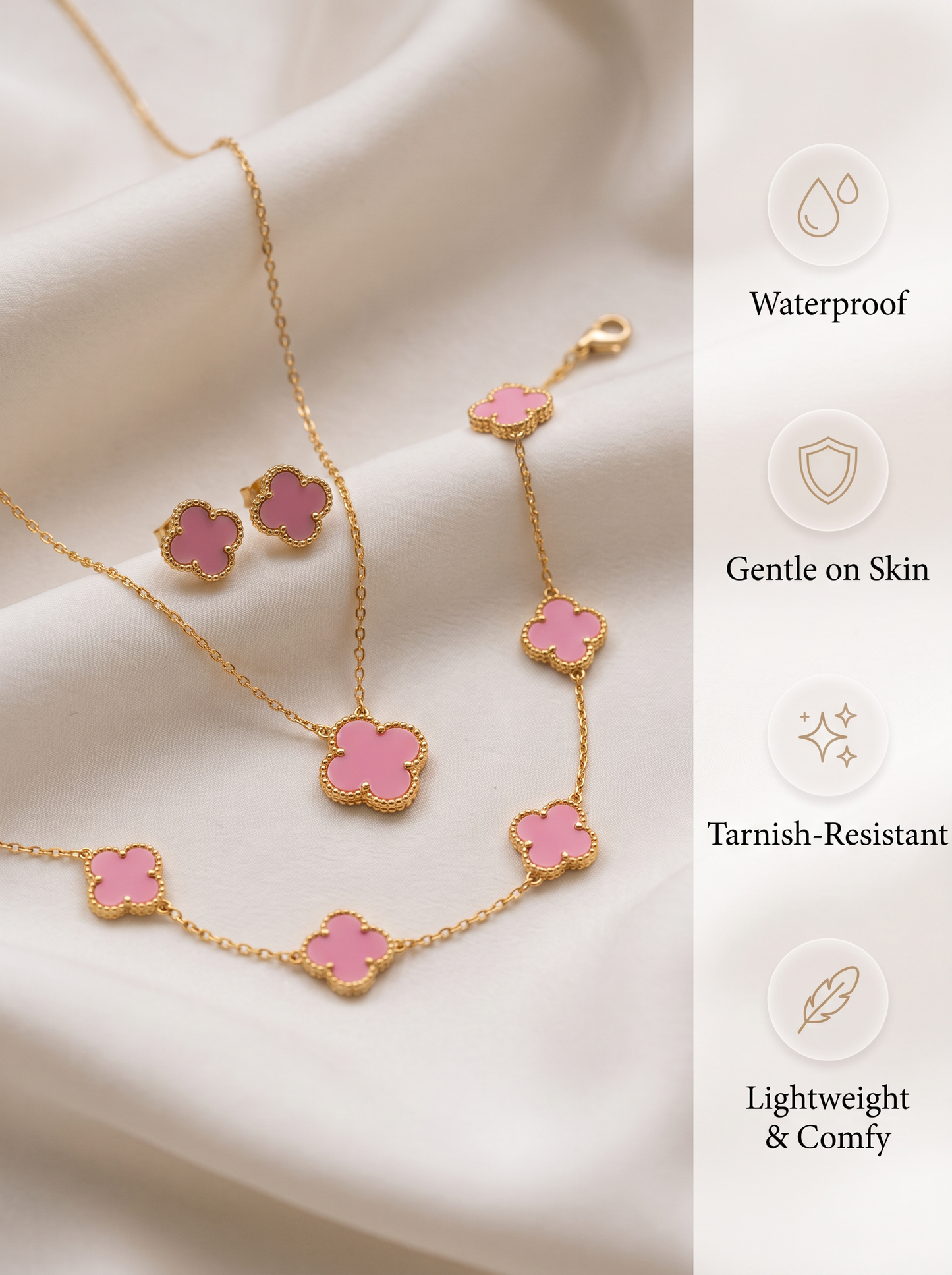 Coral Pink Clover Jewelry