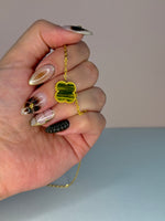 Load image into Gallery viewer, Brown &amp; Gold Clover Jewelry Set: Necklace, Earrings, and Bracelet
