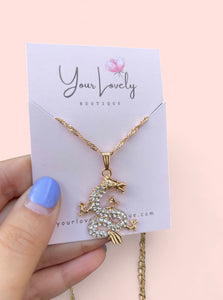 Dragon Pendant Necklace Gold Stainless Steel