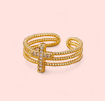 Load image into Gallery viewer, Cross Zircon Adjustable Stainless Steel Ring
