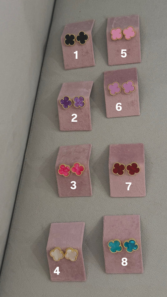 Gold Clover Earrings with Stamps
