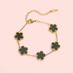 Golden Black Clover Bracelet Stainless Steel