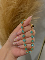 Load image into Gallery viewer, Clover Blossom Rhinestone Adjustable Stainless Steel Bracelet
