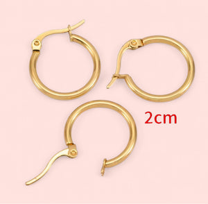 Gold Hoop 20MM Stainless Steel Earrings