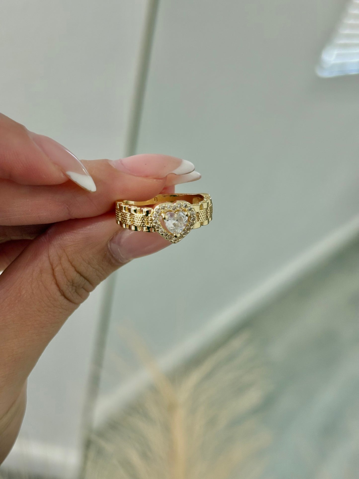 The Luxe Crystal Heart Rollie Gold Filled Ring