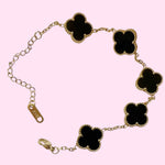 Load image into Gallery viewer, Gold Solid Black Clover Stainless Steel Bracelet
