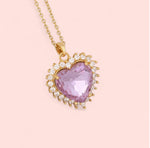 Load image into Gallery viewer, Mermaid Lavender Heart Gold Stainless Steel Necklace
