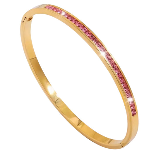 Blush Pink Zirconia Stainless Steel Bangle