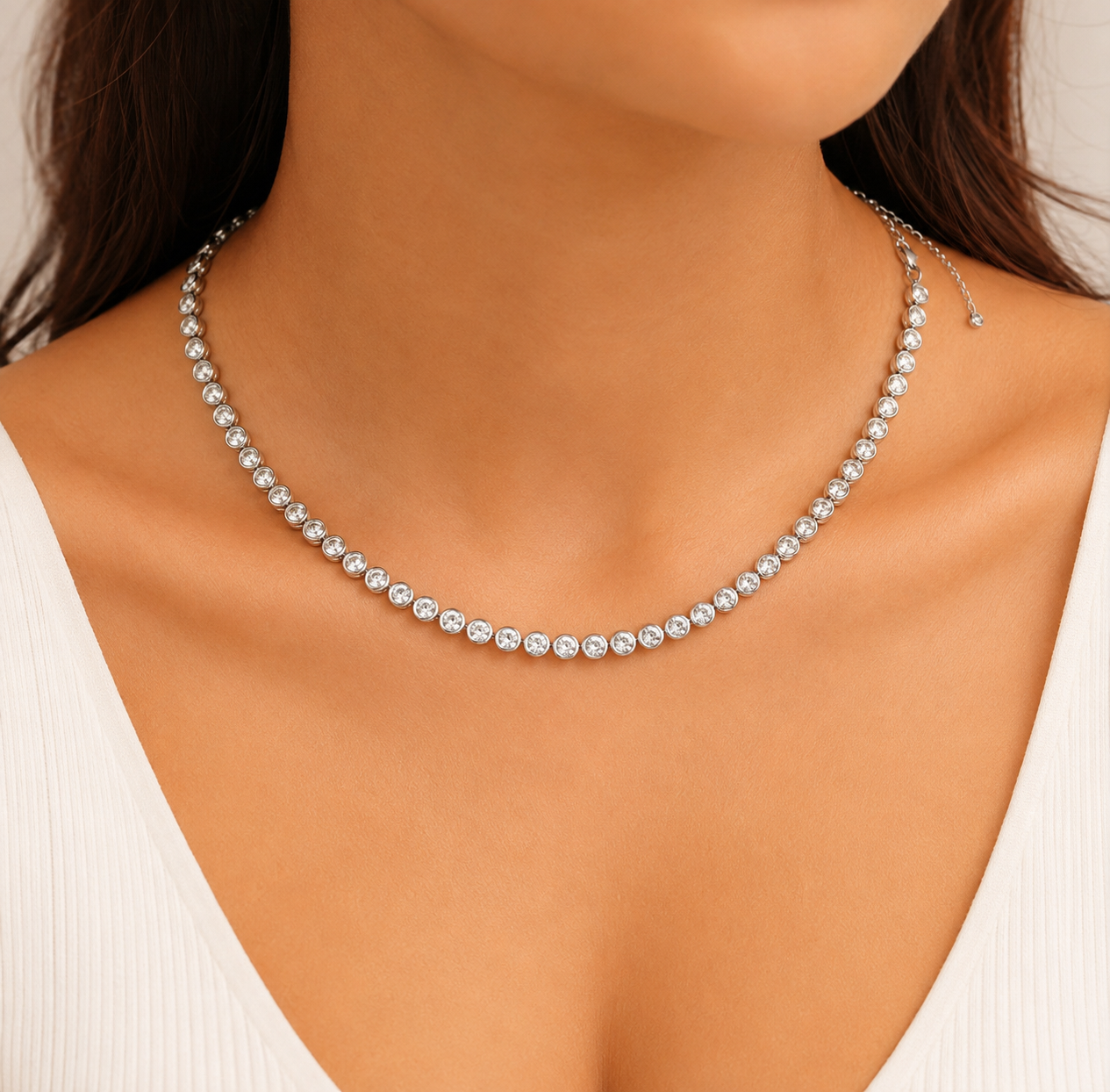 Luxe Bezel Tennis Necklace
