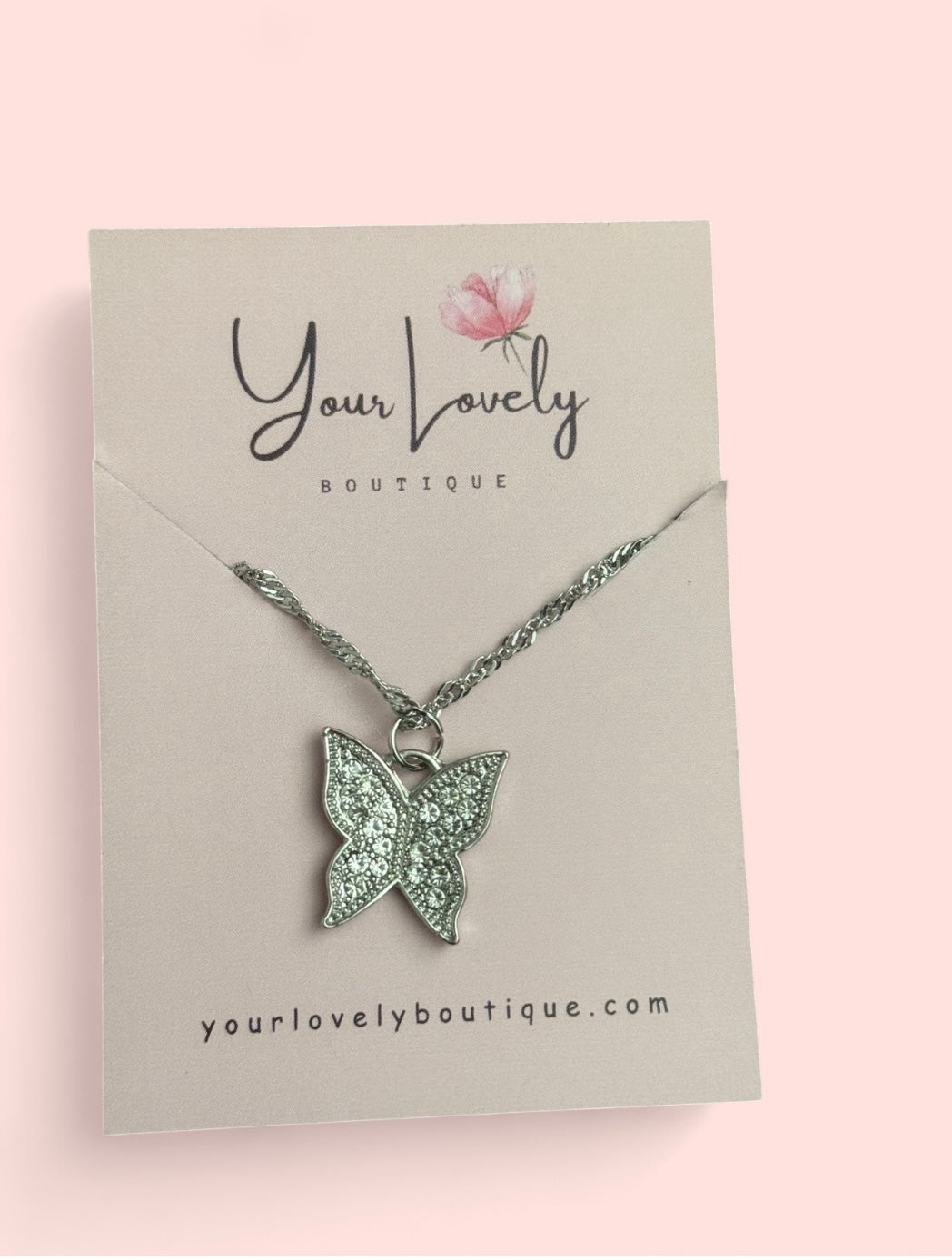 Silver Butterfly Pendant Necklace