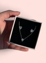 Load image into Gallery viewer, White Heart Set (Necklace and Earrings) Sterling Silver 925
