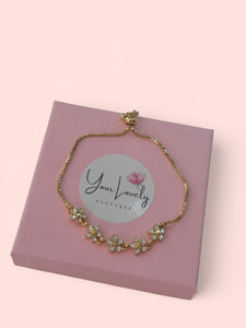 Gold Flower Bracelet 18k Gold Plated