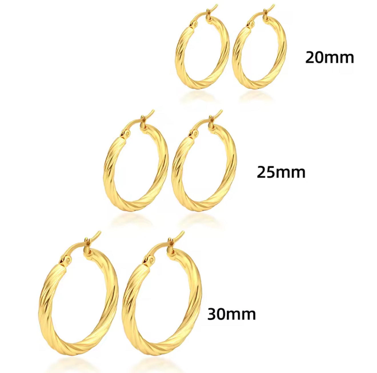 Golden Twist Hoop Stainless Steel Earrings