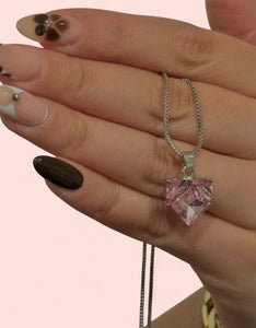 Dainty Pink Heart Silver Necklace