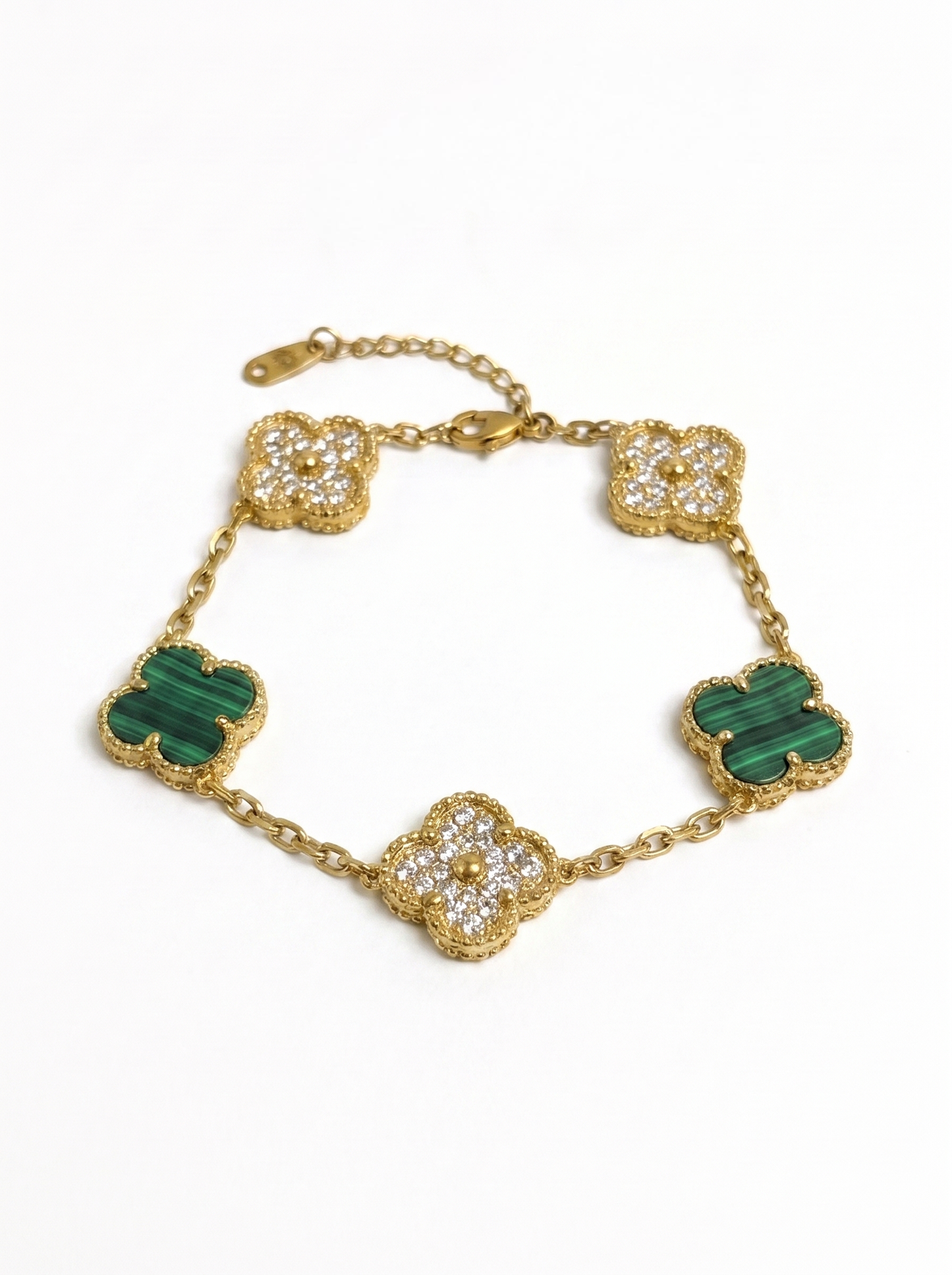 Emerald Green & Gold Clover Jewelry