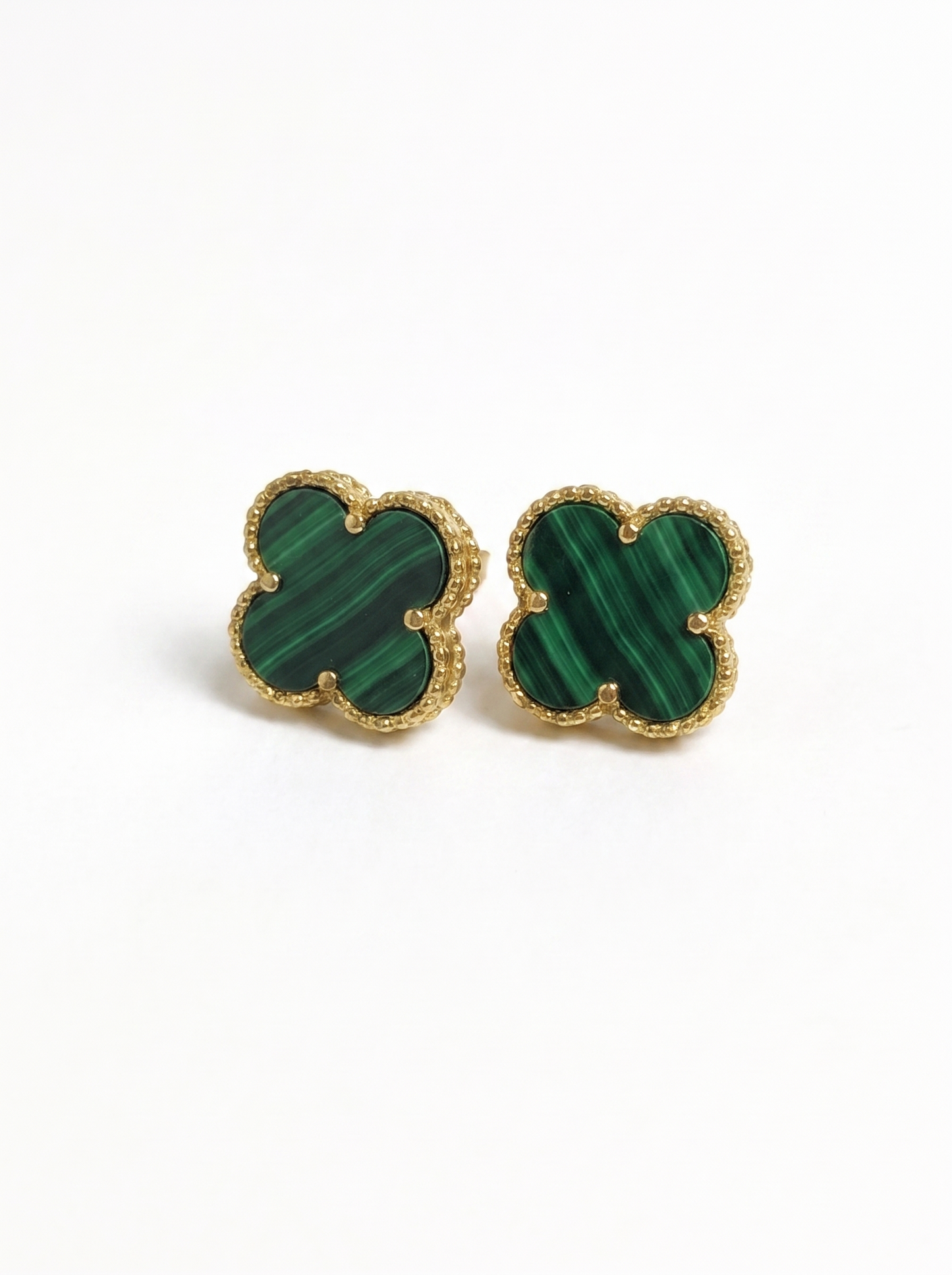 Emerald Green & Gold Clover Jewelry