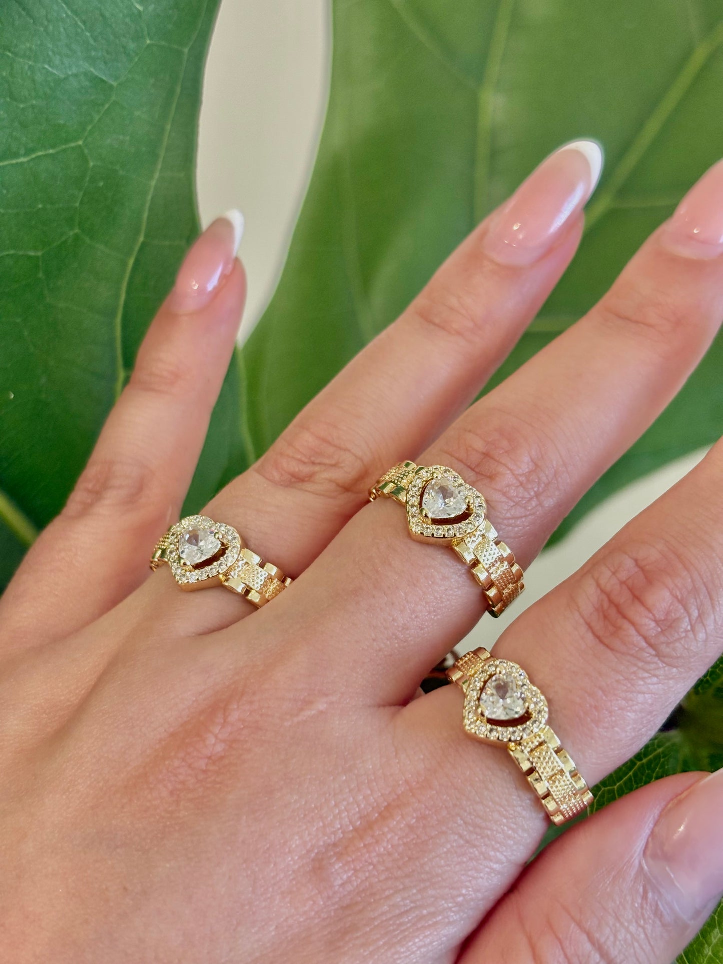 The Luxe Crystal Heart Rollie Gold Filled Ring