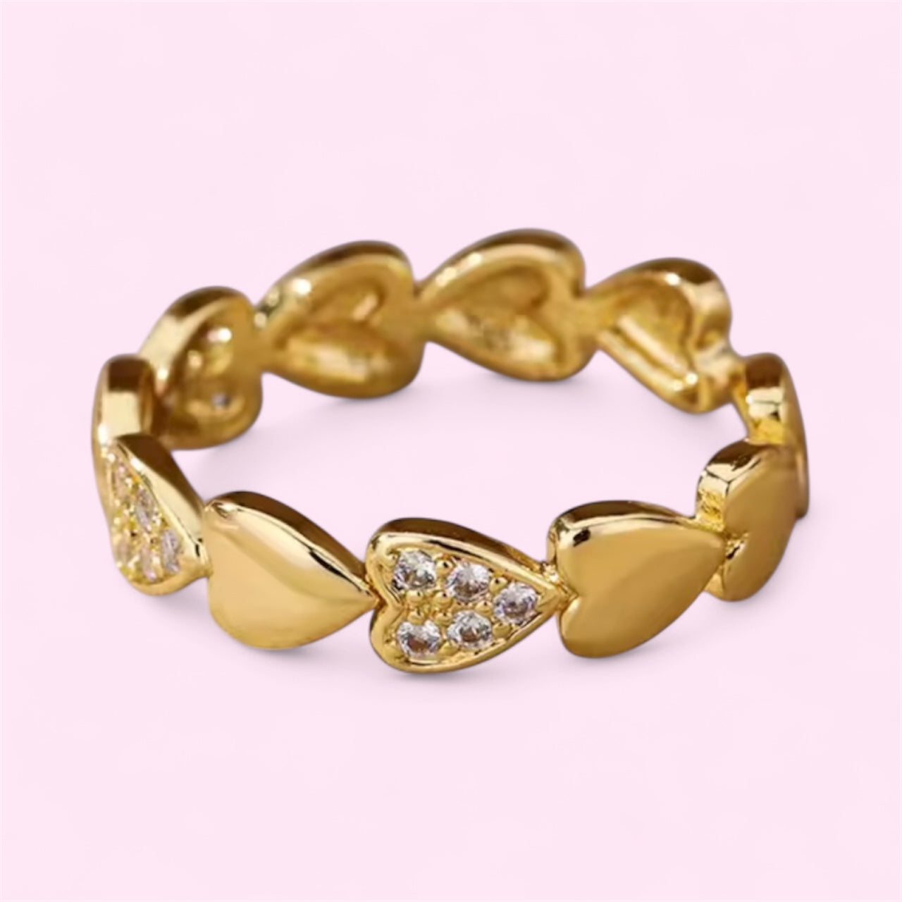Gold Hearts Stainless Steel Adjustable Ring