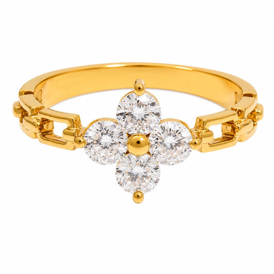 Clover Sparkle Stainless Steel Ring