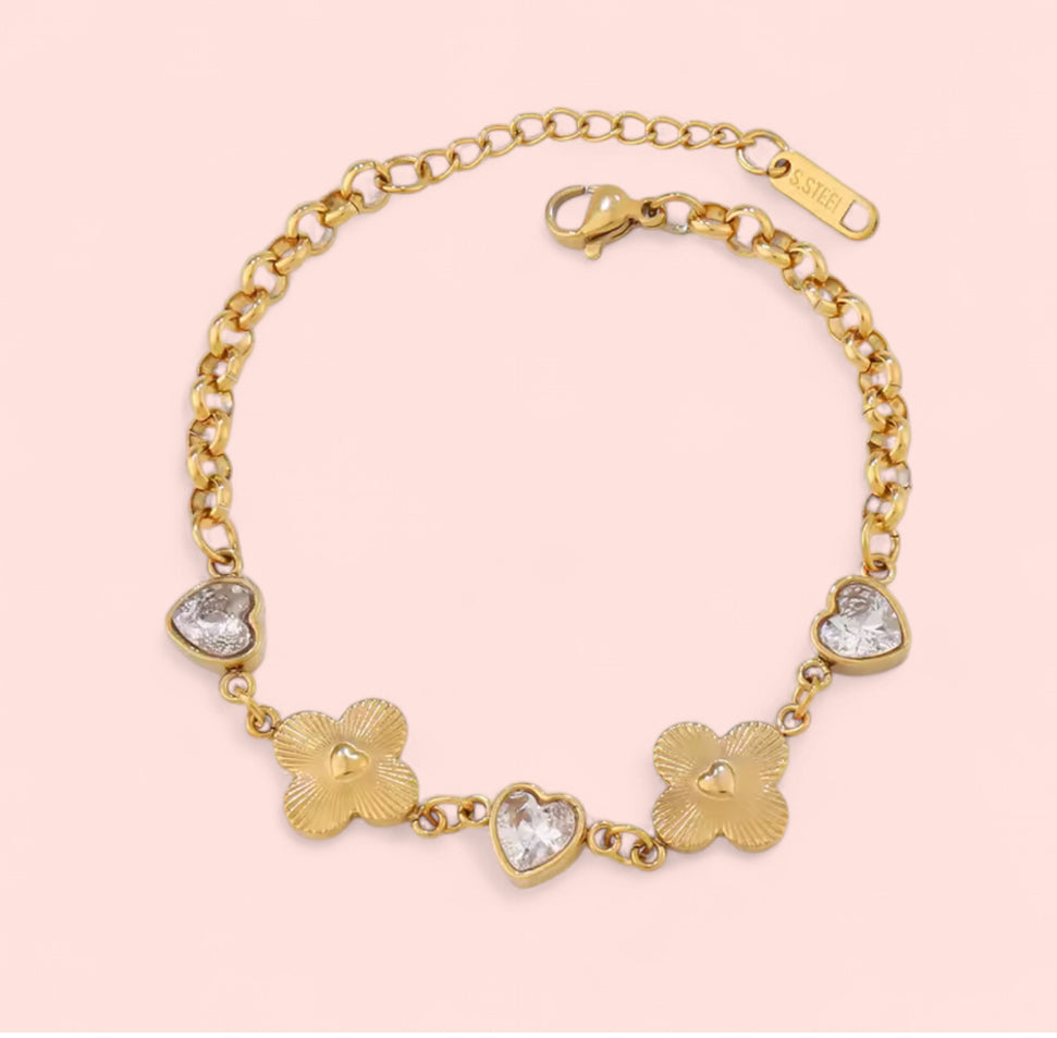 Love Clover Zircon Stainless Steel Bracelet