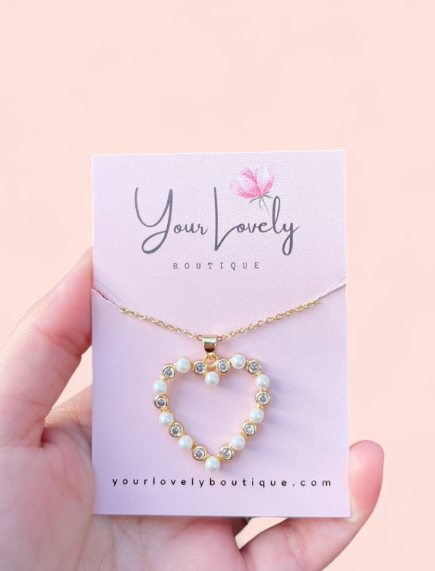 Pearl Corazon Gold Plated Stainless Steel Necklace