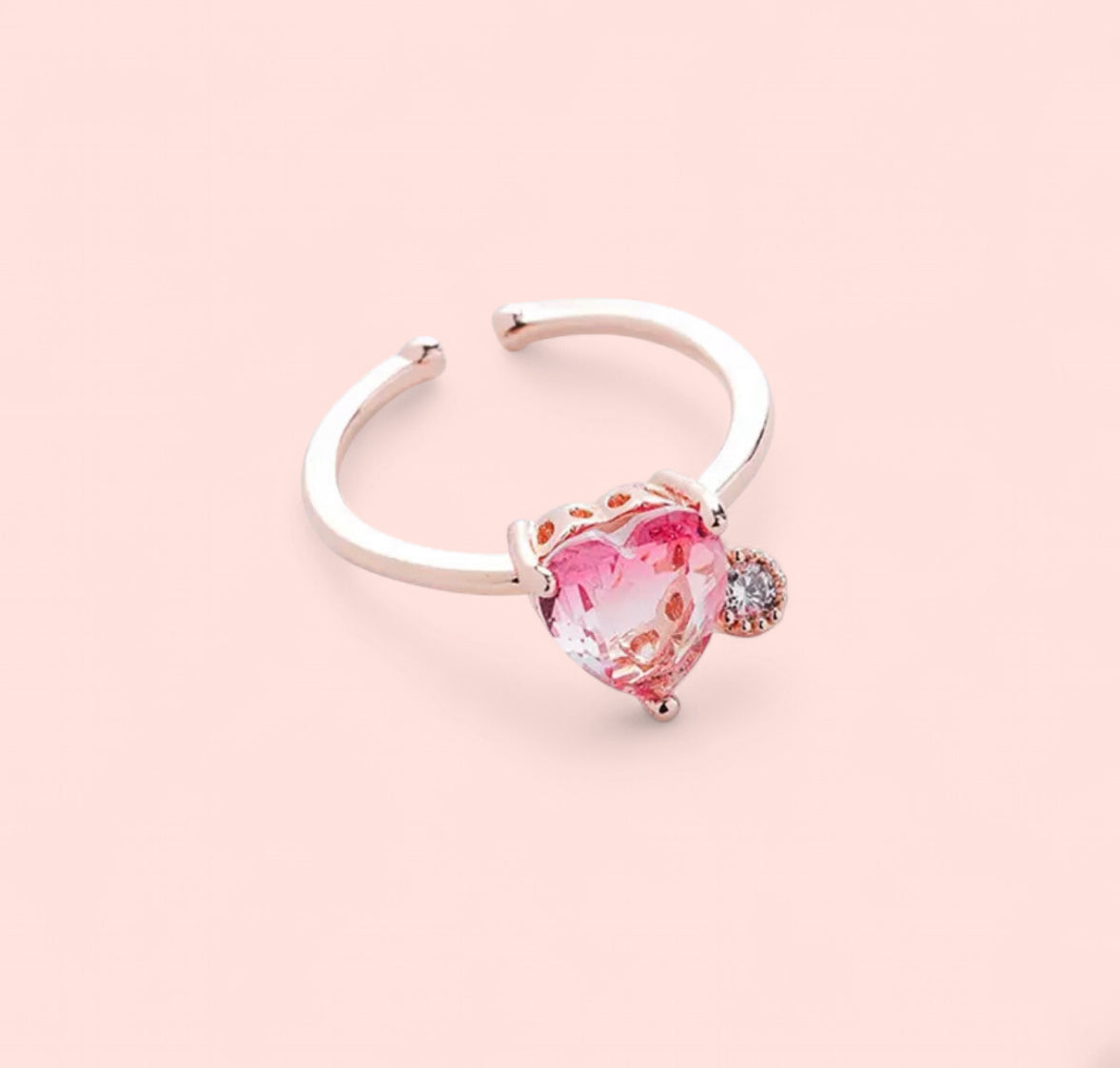 Blush Heart Gold Plated Adjustable Ring