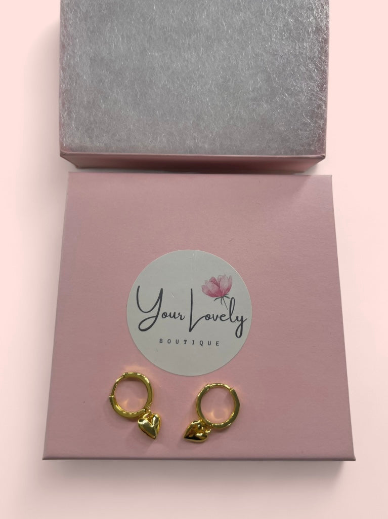 Golden Heart Hoop Earrings Gold Stainless Steel