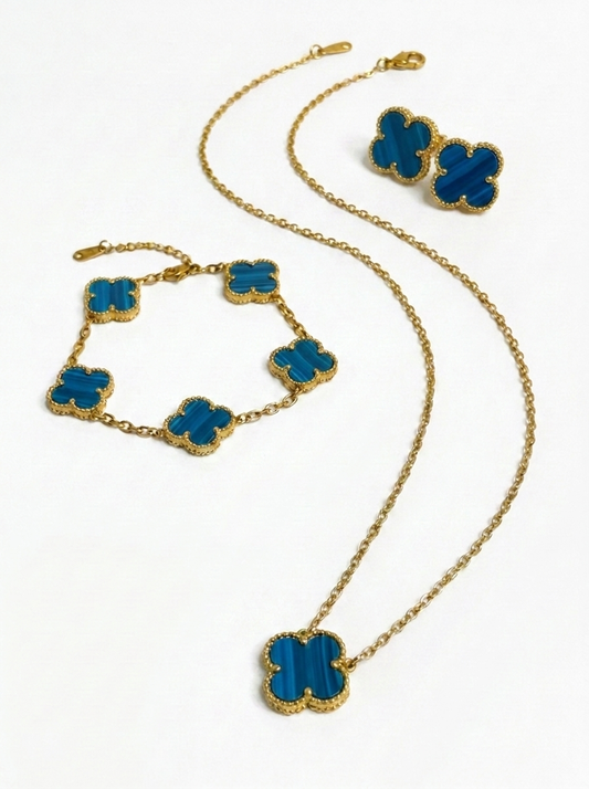 Gold Blue Mini Clover Set