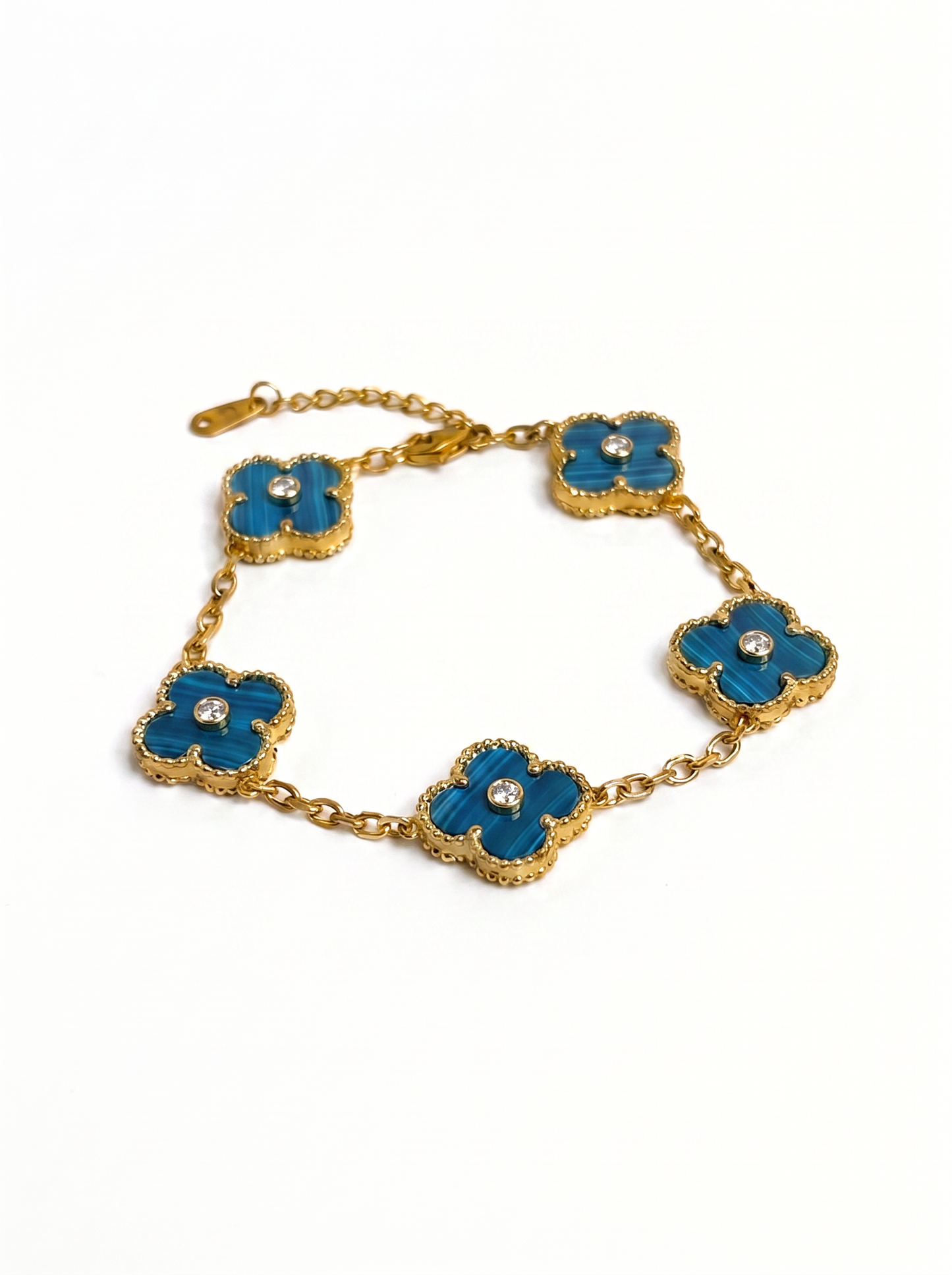 Gold Blue Mini Clover Jewelry