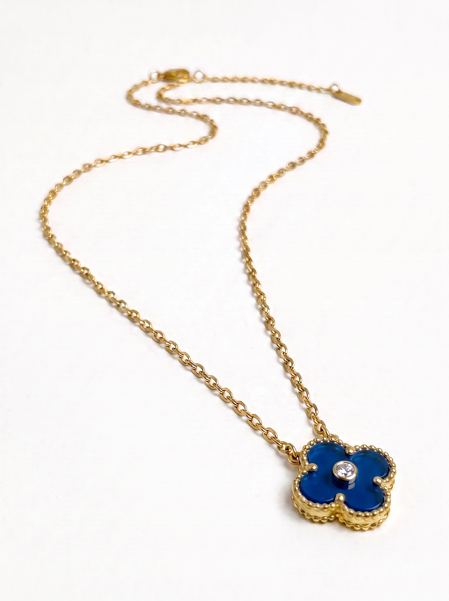 Gold Blue Mini Clover Jewelry