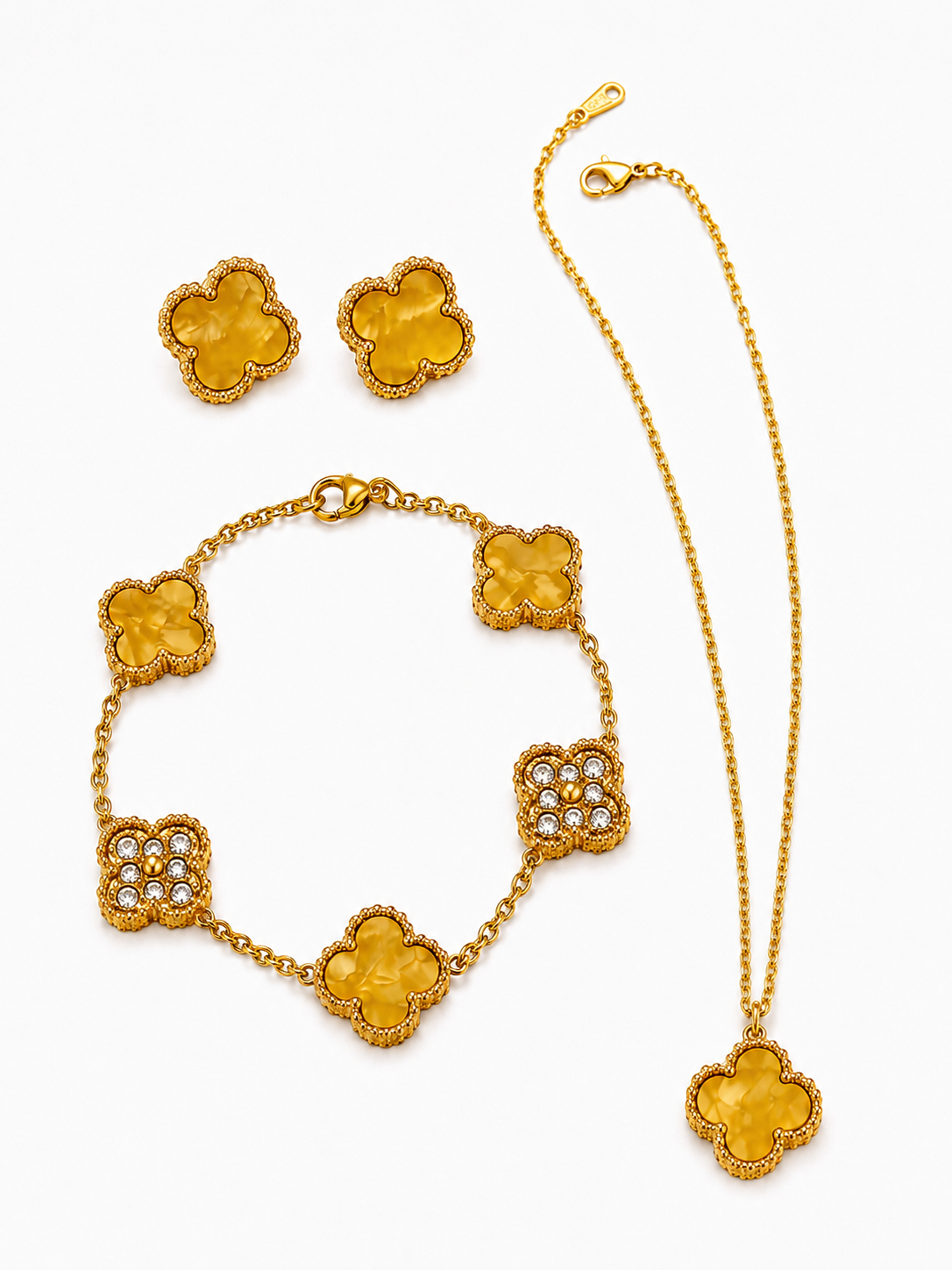 Honey Yellow & Gold Clover Jewelry