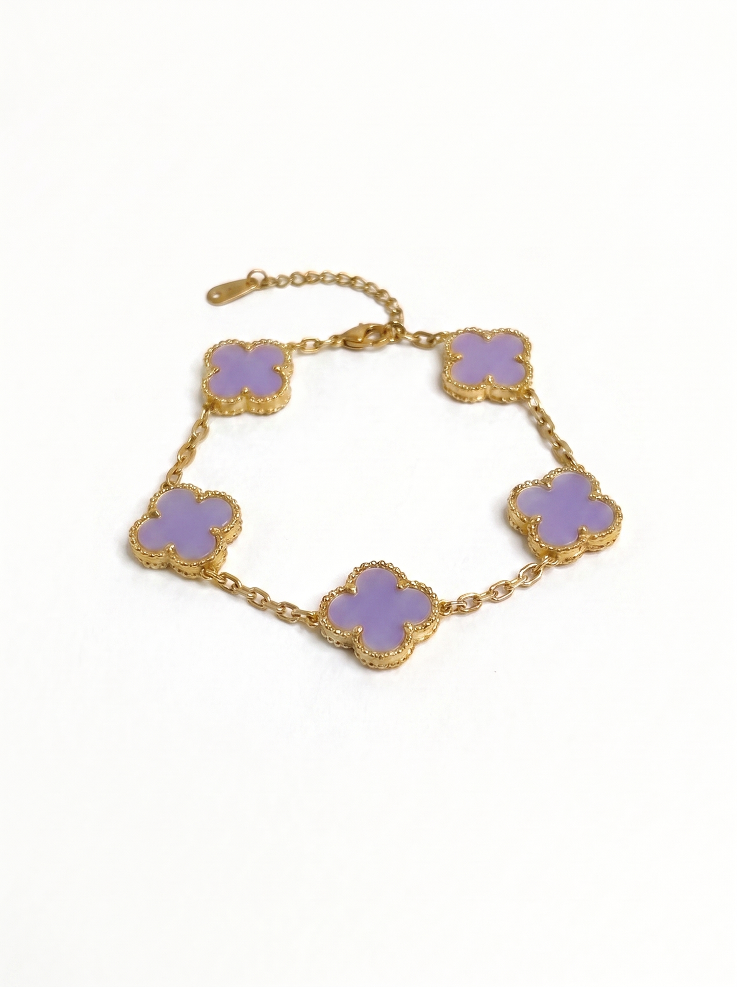 Lavender Pearl & Gold Clover Jewelry